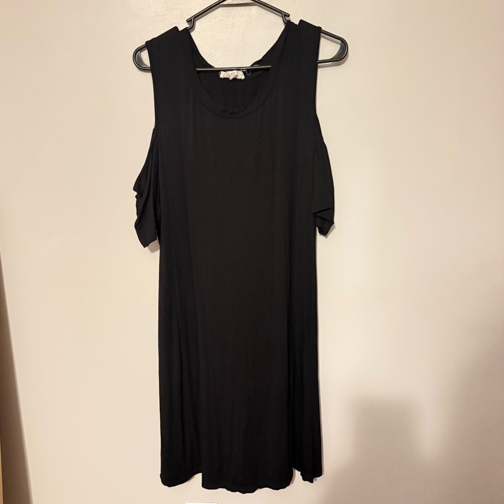 Black cold shoulder dress